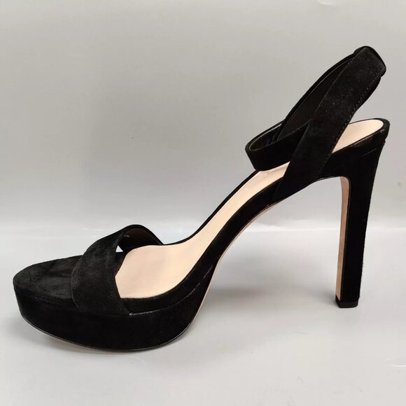 $395 VERONICA BEARD Darcelle Ankle Strap Stiletto Sandals Heels Black Suede 9 - Picture 4 of 16